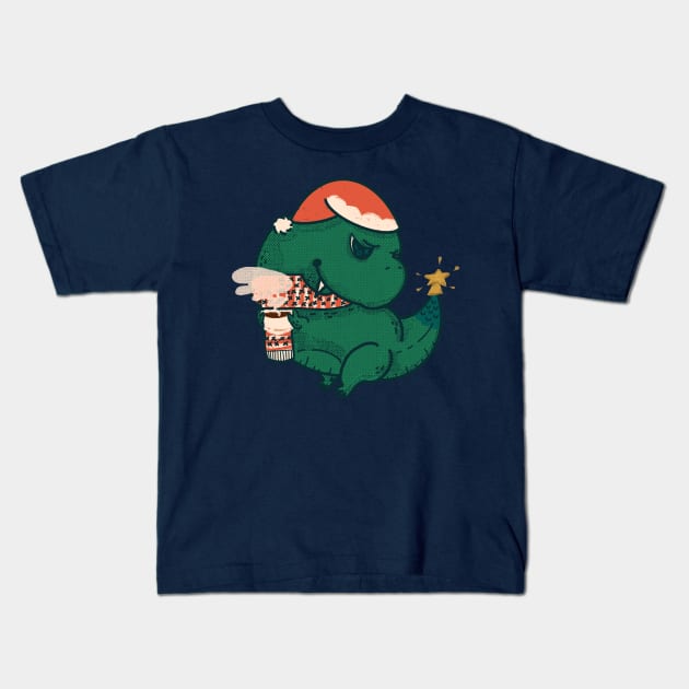 Christmas Tree Rex Kids T-Shirt by Fluffymafi